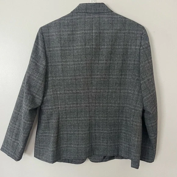 Evan Picone Glen Check Plaid Blazer Jacket 16 Womens Grey Office Career Business - Picture 5 of 11